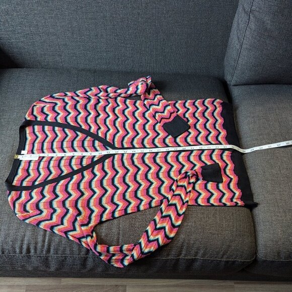 SI-IAE Silk Cashmere Chevron Cardigan | Designer Rainbow Knit - Picture 9 of 12